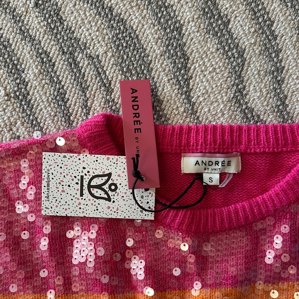Colorful Striped Sequin Front Sweater - Picture 3 of 9